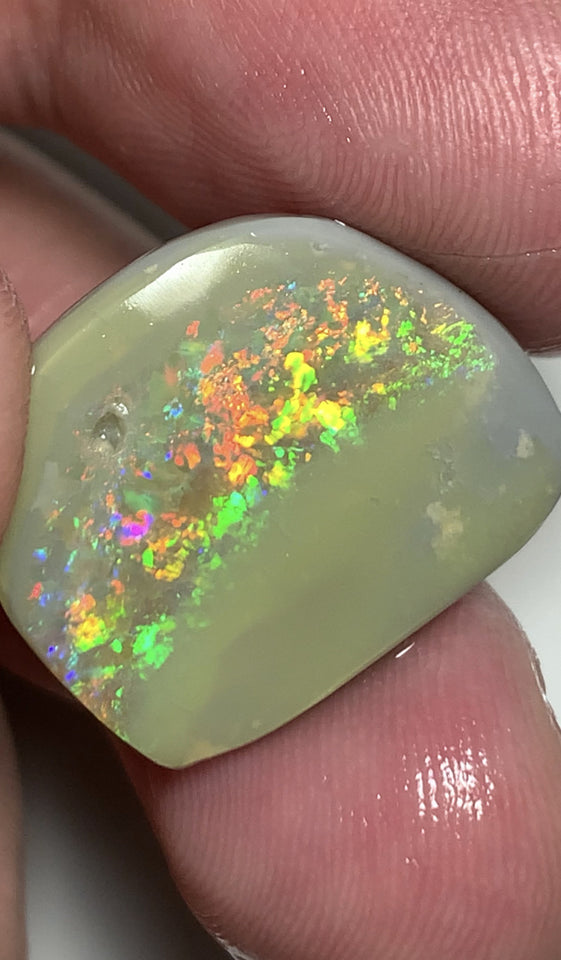 Australian Opal Top Notch Gem Quality Dark base Rub 14cts Rough / Rub / Preform Gemmy Multifires 22x17x4mm WSN33