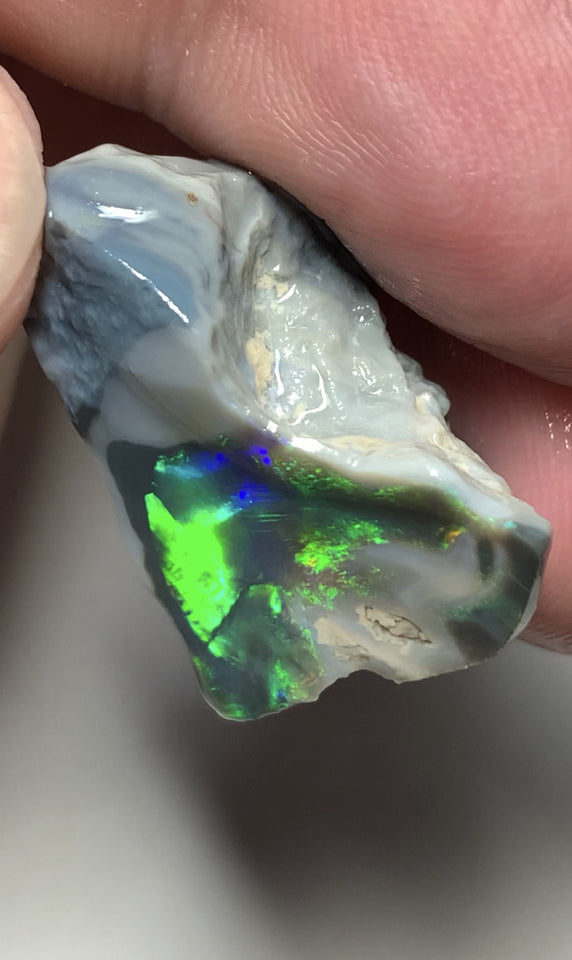 Australian Lightning Ridge Opal Gem Grade Single Semi Black Rub 29cts Rub/Rough Super Saturated Vivid Multifires & stunning pattern mix 27x16x15mm WSQ40