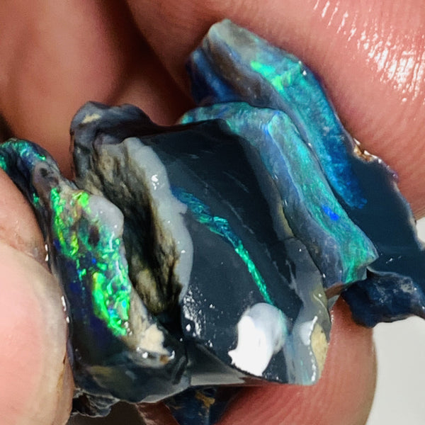 Australian Rough Opal Black Seam Stack 23cts Exotic Gorgeous Bright Lovely FIRES in nice bars to cut 17x10x6mm to 20x6x3mm WSP59