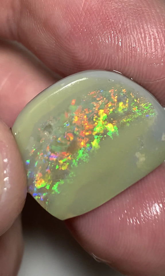 Australian Opal Top Notch Gem Quality Dark base Rub 14cts Rough / Rub / Preform Gemmy Multifires 22x17x4mm WSN33