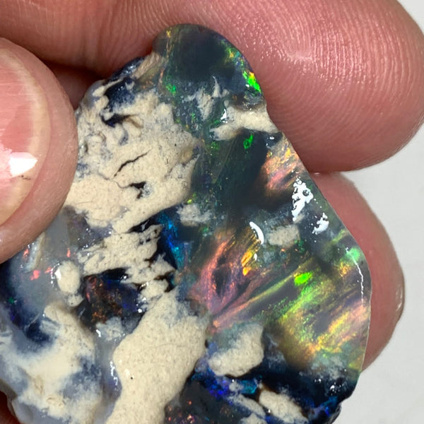 Australian Red & Multifires on Black Opal Rough Rub 65cts Mulga® Field of Grawin Bright gorgeous Fires !!! 38x30x9mm WSP24
