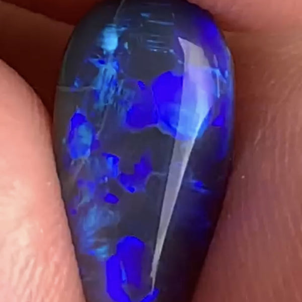 Australian Semi Black Opal Gemstone 2.5cts Gem Grade  N5 Body Tone B3 Brightness Crystal body with Stunning Blue fires 12x7x3.5mm WSP53