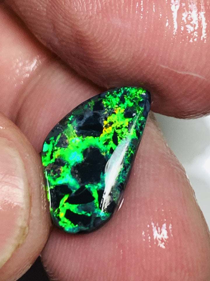 Australian Opal Rough Rub prefrom Gem Grade N3 Black Opal Miners Bench® Snake Skin 2.9cts Lots of Lovely Sharp bright green fires 15x8x3mm WSN42