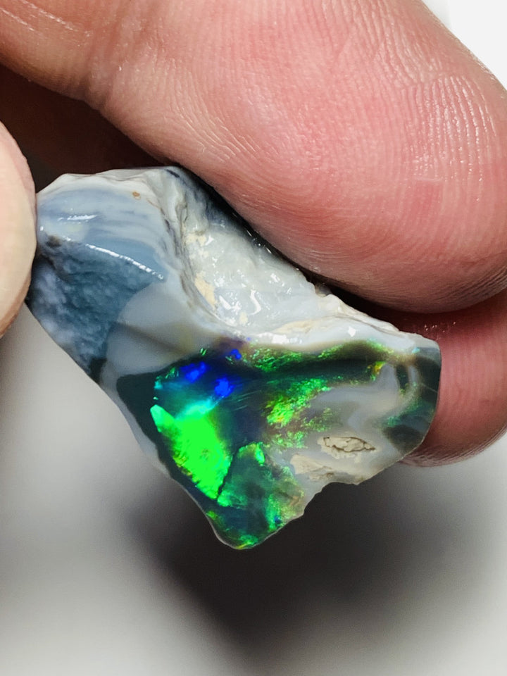 Australian Lightning Ridge Opal Gem Grade Single Semi Black Rub 29cts Rub/Rough Super Saturated Vivid Multifires & stunning pattern mix 27x16x15mm WSQ40