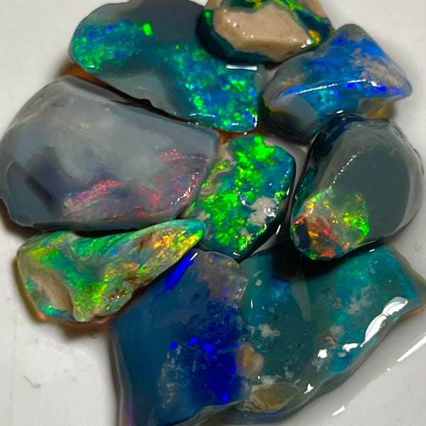 May DEAL Black/Dark opal rubs/rough parcel 31.75cts Lots of gorgeous exposed Multicolours to faces  19x14x3 to 9x8x2mm NEW971