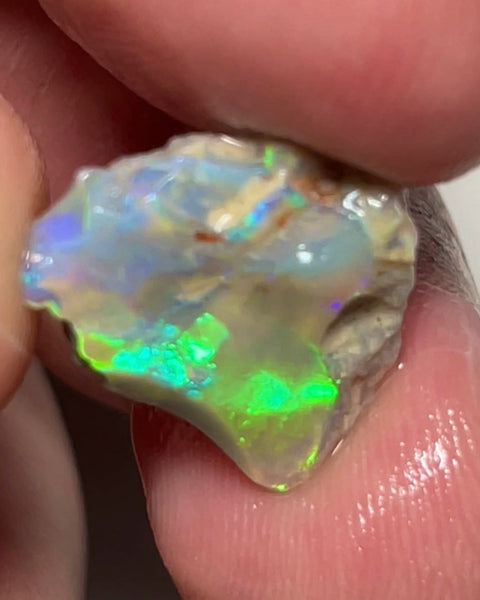 Lightning Ridge 6cts Untouched  Dark base Crystal knobby Opal rough to cut/carve Bright Multicolours 18x14x3mm 1335