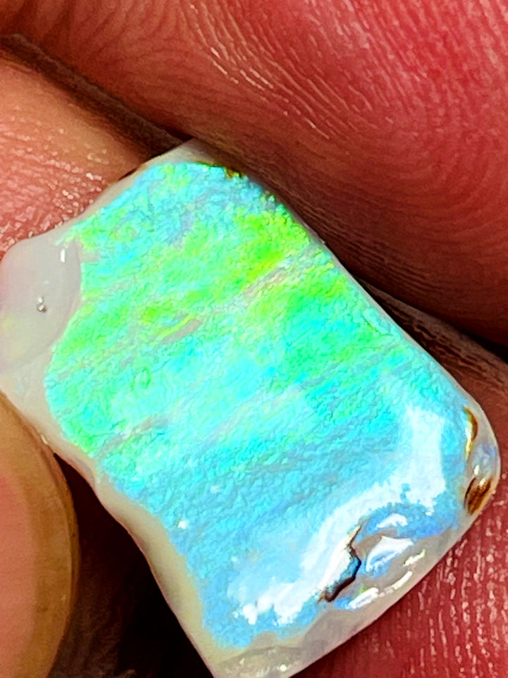 Australian Rough Mintabie Opal 4.95cts Seam rough rub Vivid Vibrant Bright Multifires in the bar Packed with Potential 19x12x2mm WAB87