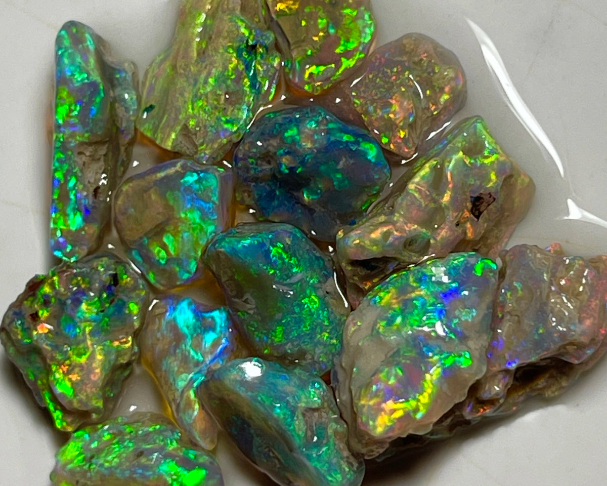 Cutters Knobby opal rough Candy 29.75cts Ultra Bright & Vibrant Blingy Yellow Dominant Multifires to Cut  12x7x5mm to 6x5x2mm NEW944