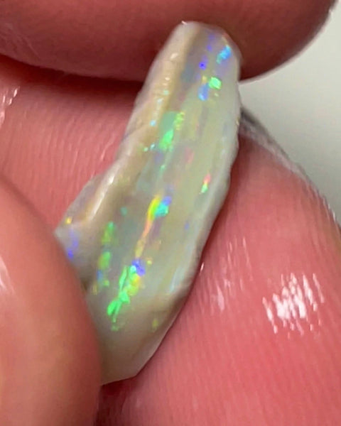 Lightning Ridge Rough Opal 3.95cts Cutters Dark Seam Bright Multicolour 19x9x4mm NSA002