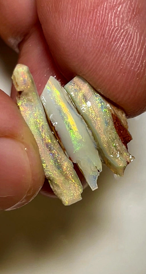 Lightning Ridge Rough Stack of Seam opals 10cts Bright Multifires 22x8x3mm to 15x10x4mm WAA92