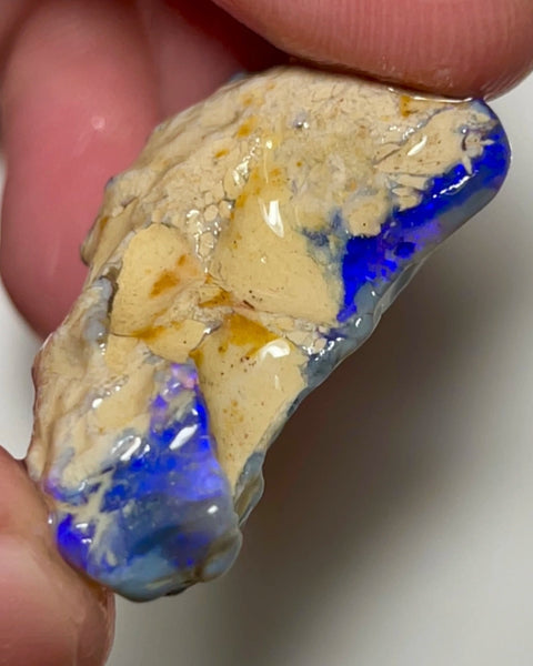 Lightning Ridge Rough Opal 54cts Huge Black/dark Seam formation showing lots nice Blues 35x25x15mm 1345