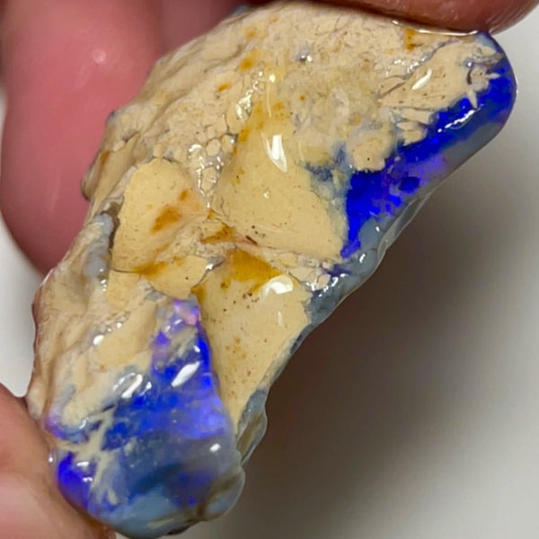 Lightning Ridge Rough Opal 54cts Huge Black/dark Seam formation showing lots nice Blues 35x25x15mm 1345