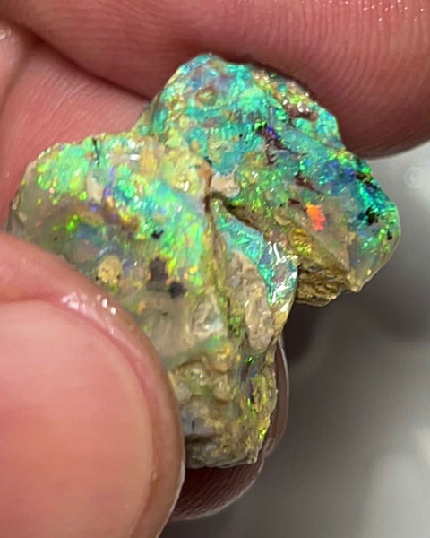 Exotic Very Unique Knobby opal formation Split 14.25cts Rough Full of Bright Multifires 18x13x7mm 15x12x6mm NSW136