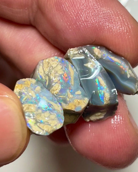 Knobby Rough opal from Lightning Ridge Australia 23cts total weight size range of 14x12x6 to 13x9x8 mm Nice fires OH1849