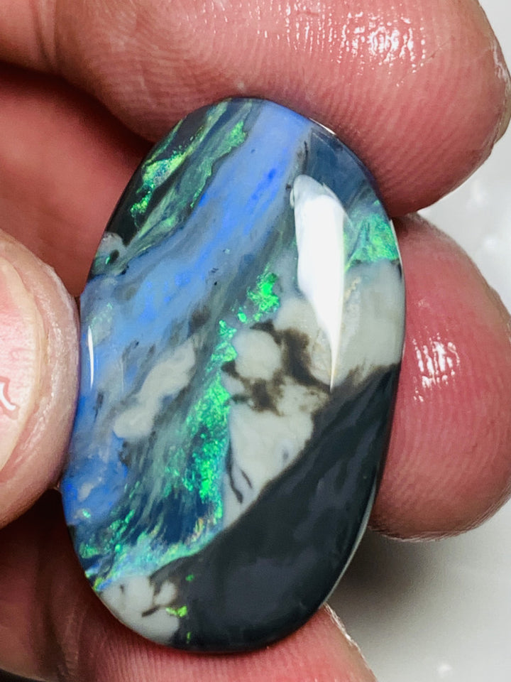 Lightning Ridge Rough / Rub Semi Black opal 21.4cts Mother Nature's Oil painting Picture stone with Bright multicolours 30x18x4mm WSU53