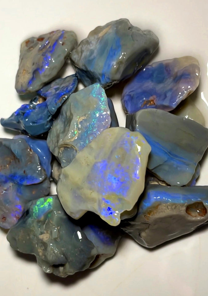 Lightning Ridge Rough Big Thick  Dark Seams Opal Parcel 185cts Lots of Potential & Cutters Lots Bright colours & bars 30x25x6mm to 20x14x5mm WAB39