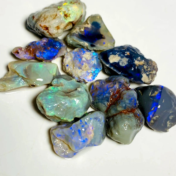 OPAL MONTH SPECIAL Lightning Ridge Rough Black & Dark knobby Opal Parcel 115cts Lots of Potential & Cutters Lots Bright colours & bars 23x19x7mm to 14x12x7mm WAA05