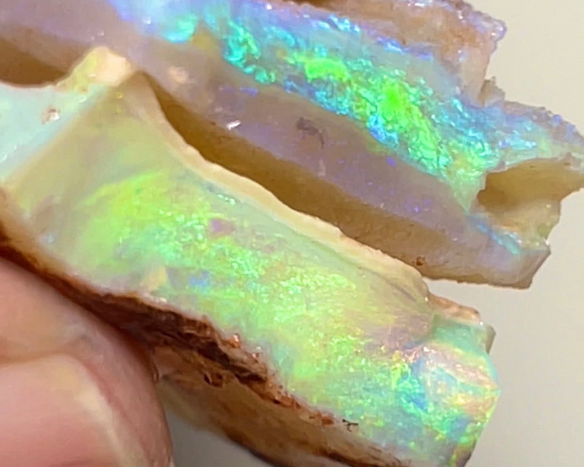 Coober Pedy Gem Seam rough opal Cutters 35.00cts Big Size Gorgeous Bright Multicolour bars  25x20x5 & 25x15x6 mm NSW088