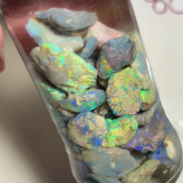 Lightning Ridge knobby opal rough 215cts Lots Nice Multicolours to gamble 19x14x5 to 12x9x5 mm NSW086 (jar not included)