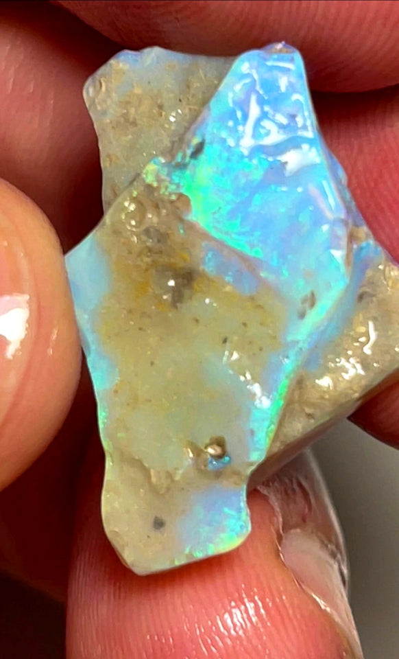 Lightning Ridge Rough Opal 20.5cts Stunning Thick Dark Crystal Seam with Gorgeous fires 27x22x8mm WAD6