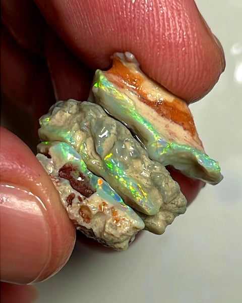 Lightning Ridge Opal Rough Dark Base Seam Stack 20cts Stunning Bright Multicolours 18x15x7mm to 14x10x6mm WAE33