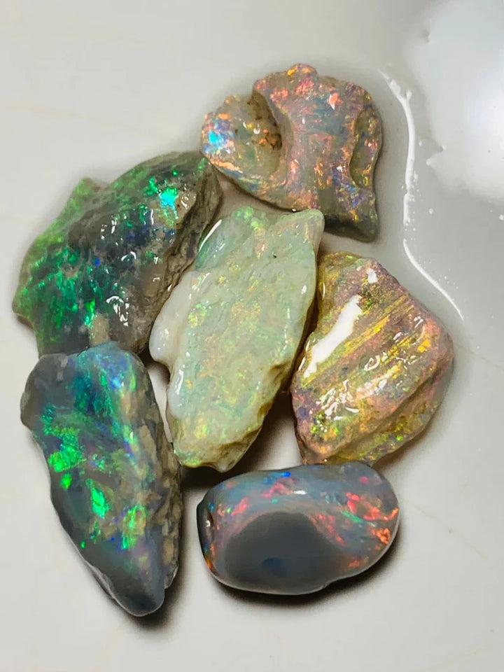 Lightning Ridge Rough Opal Parcel 20cts Dark & Crystal High Grade Super Bright Pink dominant Multifires to Carve 16x11x5mm to 12x8x4mm WSY82