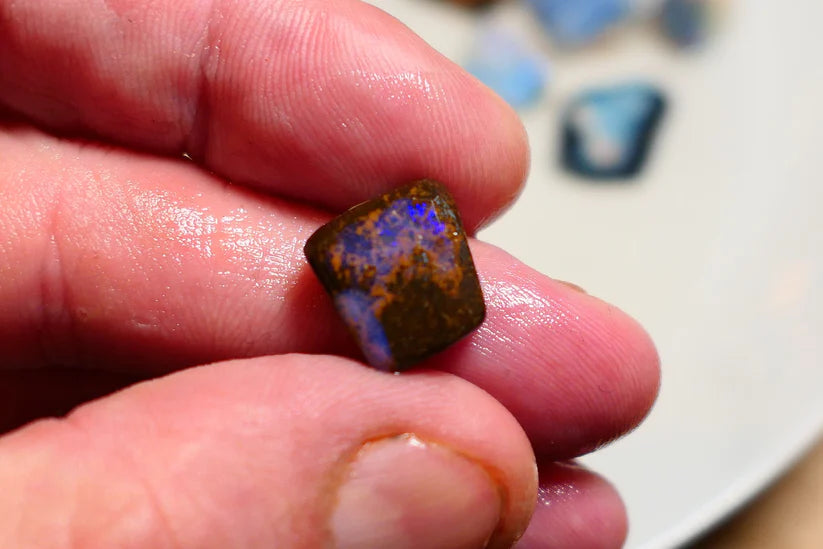 Queensland Boulder opal 9cts rub / rough / preform Koroit Blue fires 12x10x5mm BRA07