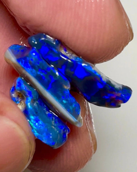 Lightning Ridge Little Gem Blue on Black Candy's 2 cut 8.75cts Bright Vibrant & gorgeous deep hues/tones of blue 18x11x4 to 11x8x5 mm NSW041