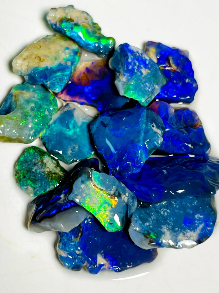 Lightning Ridge Rough Opal Parcel 41cts Cutters Select Black colourful material to cut 18x9x3mm to 10x5x2mm WAB38