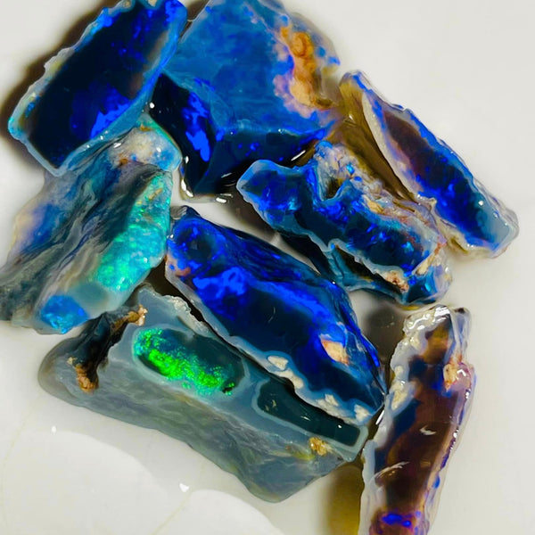 Lightning Ridge Rough Opal Parcel 47cts Cutters Select Black bright & colourful material to cut 20x8x7mm to 15x9x6mm MFB05