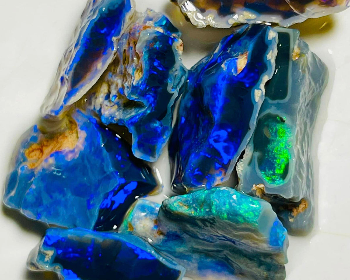 Lightning Ridge Rough Opal Parcel 47cts Cutters Select Black bright & colourful material to cut 20x8x7mm to 15x9x6mm MFB05
