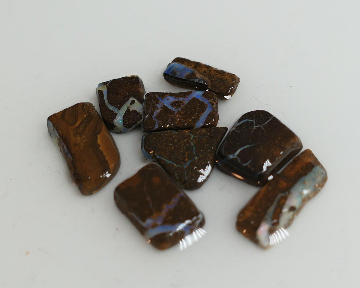 Australian Queensland Boulder/Matrix opal rough / slice parcel 75cts Koroit average size 15-12mm xmas25