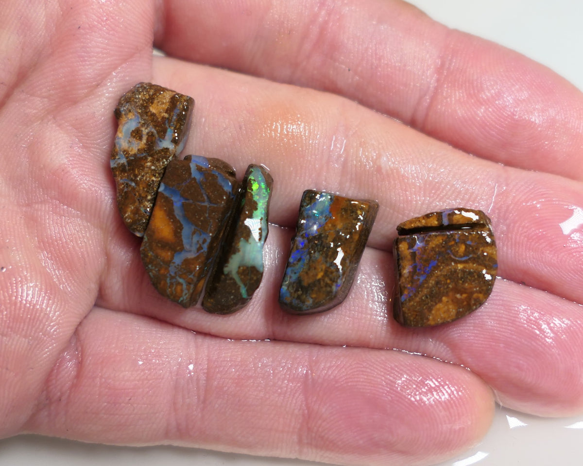 Australian Queensland Boulder/Matrix opal rough / slice parcel 44cts Koroit average size 15-12mm xmas19