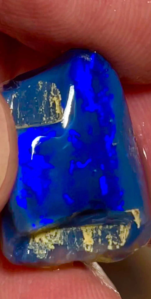 Lightning Ridge Opal Nice Big Rough/Rub Black Crystal Base High Grade From the Miners Bench® 14.5cts Lovely Bright Royal Blue fires 20x14x6mm MFB24