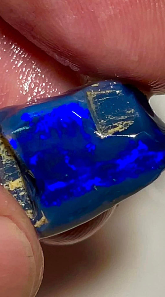 Lightning Ridge Opal Nice Big Rough/Rub Black Crystal Base High Grade From the Miners Bench® 14.5cts Lovely Bright Royal Blue fires 20x14x6mm MFB24