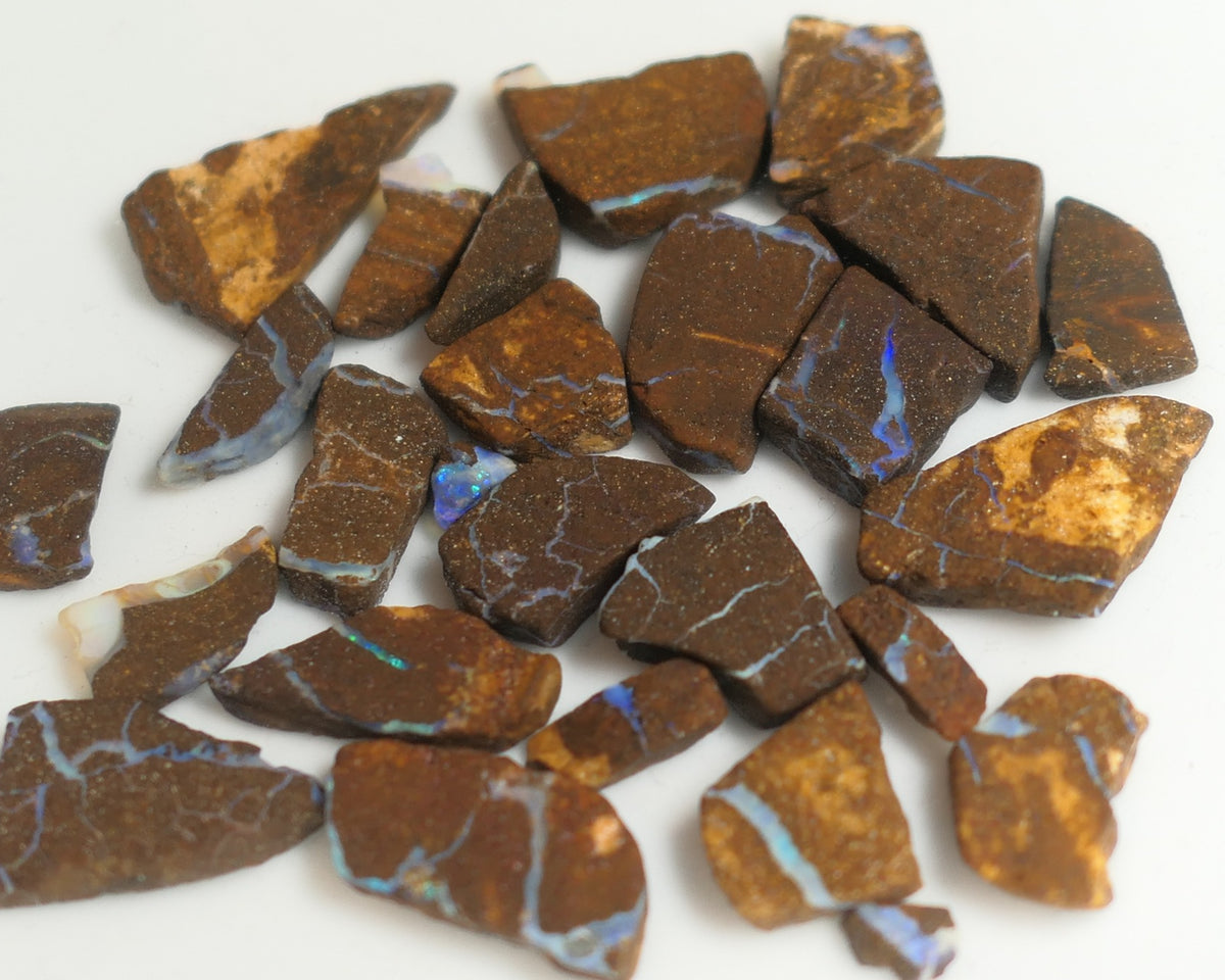 Australian Queensland Boulder/Matrix opal rough / slice parcel 205cts Koroit Some Colours average size 18-10mm xmasB37