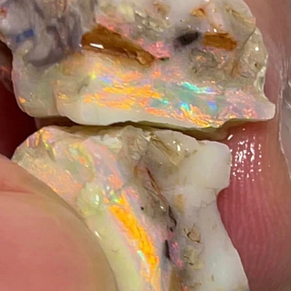 Lightning Ridge Rough Opal 33cts Big Pair Stunning Light/Dark Base Cutters Candy® High Grade Bright Multifires 22x14x12mm & 17x14x11mm MFB28