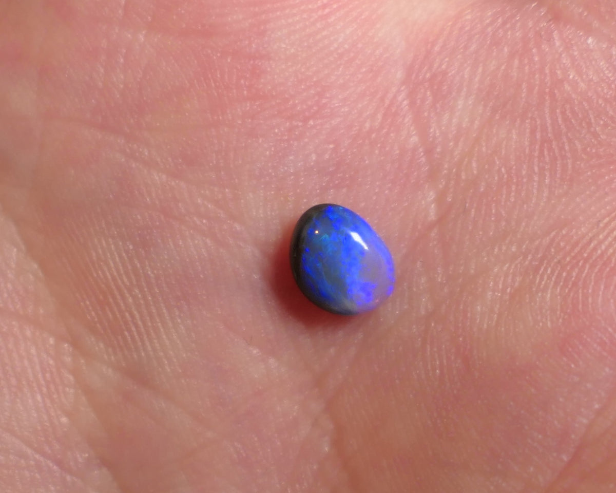 Lightning Ridge Dark Crystal opal Polished Gemstone Picture stone  0.7cts Polished ready for setting Nice Blue colours 6x5x2mm JanA19