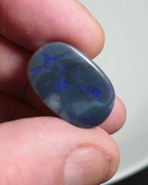 Lightning Ridge Dark opal Polished Gemstone Picture stone  8.5cts Polished ready for setting some Blue colours 25x15x3mm JanA33