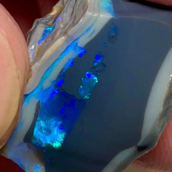 Mulga® Big Thick Black Cutters Seam opal 25.75cts Stunning Bright & Vibrant Bar to cut 22x13x12mm MFB39