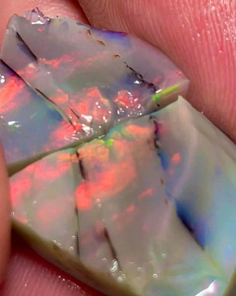 Lightning Ridge Reds on Dark Seam Split opal 33cts Nice size stunning exposed colours 23x15x7mm & 14x12x7mm  MFB46