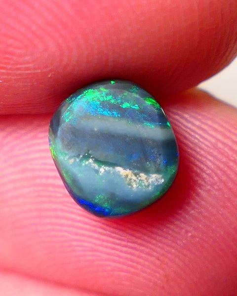 Australian Black Opal Gemstone 1.85cts Gem Grade Mulga® N2 Black Body Tone B5 Brightness Stunning Multifires 8x7x4mm UK03