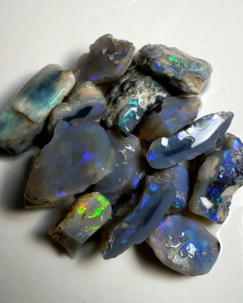 Lightning Ridge Rough Opal Parcel 108cts Cutters Select Black & Dark colourful material to cut 21x16x8mm to 10x8x7mm WAA76