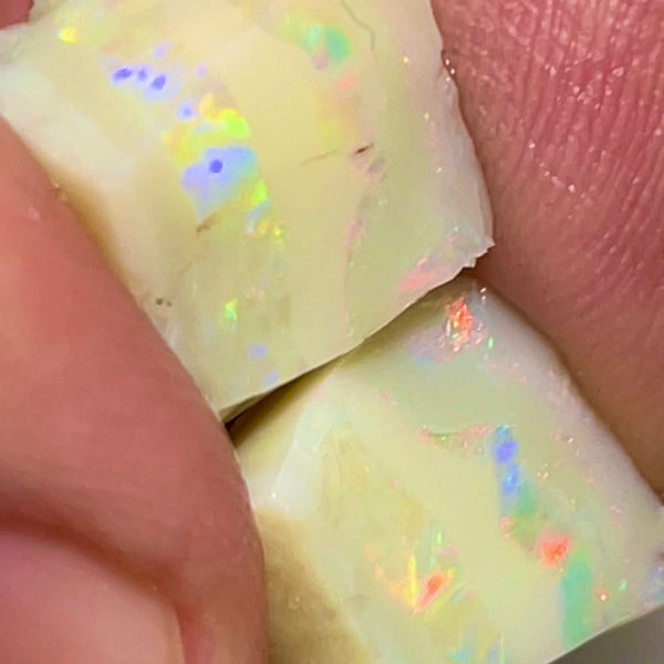 Lightning Ridge Rough Opal 20cts Light Seams Multicolours in bars 12x12x10 & 13x12x9 mm NSW041