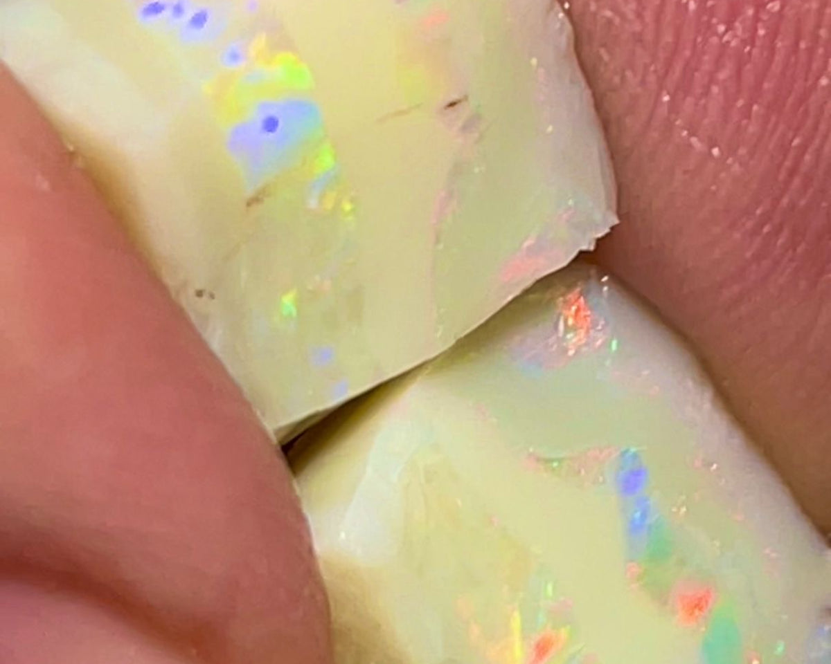 Lightning Ridge Rough Opal 20cts Light Seams Multicolours in bars 12x12x10 & 13x12x9 mm NSW041