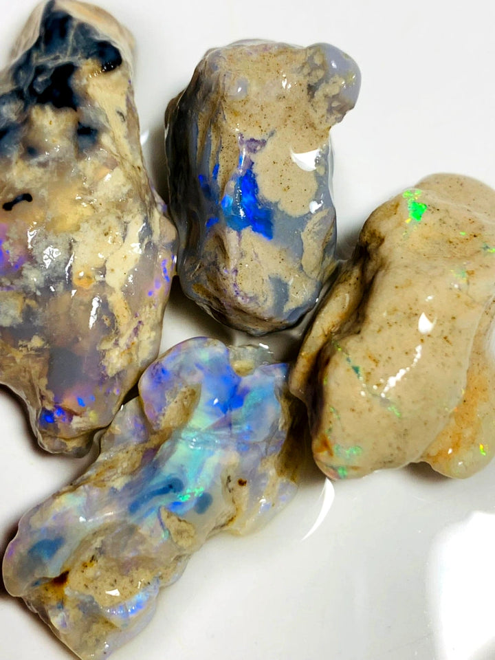 Lightning Ridge Rough Crystal & dark Seam Opal formation Parcel 86cts Lots of Potential Lots bright colours & bars 35x18x8mm to 20x12x11mm WAA31