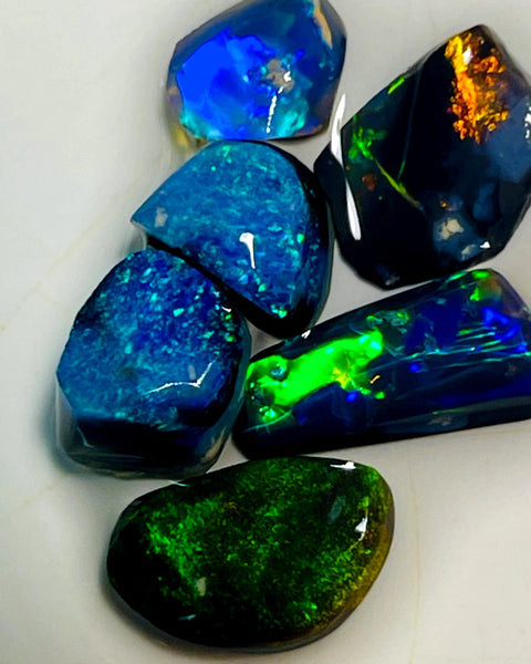 Lightning Ridge Small Opal Rough/Rub/Preforms Parcel Blacks From the Miners Bench® 9.5cts Gorgeous Bright fires 12x7x2.5mm to 8x7x3mm WAC20