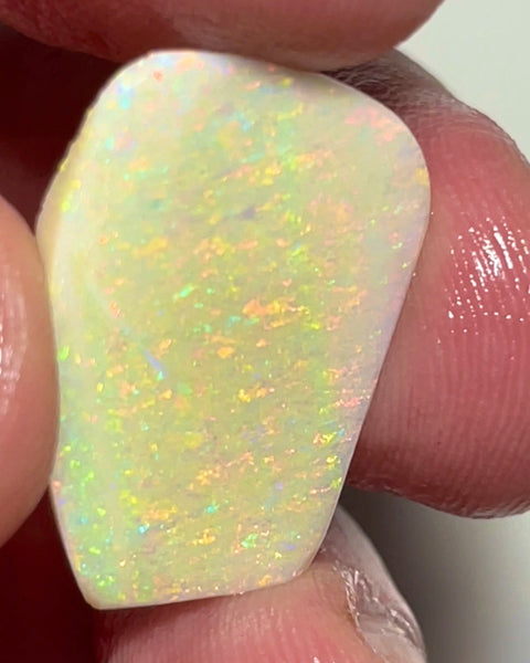 Stunning Big Sized Seam opal rub Lightning Ridge 10.00cts Bright Yellow/Orange dominant fires in Confetti / Floral pattern final shape & Polish to set 25.00x 15.00x 3.00mm  NEW963