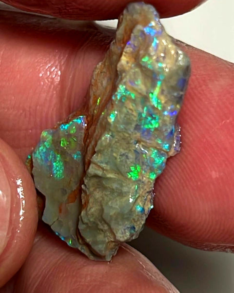 Lightning Ridge Opal Rough Untouched Dark Crystal Base Seam Formation 9.25ts Stunning Bright Multicolour 27x14x4mm NSW139