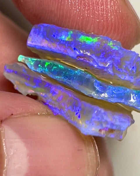 Lighting Ridge Gem Quality Crystal Seam opal cutters Stack 29.75cts Clean Very Bright gorgeous Blue dominant M.fires 25x20x3.mm to 30x14x1.5mm NSW194
